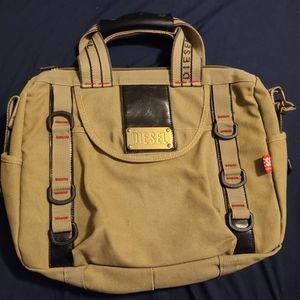 Y2K Vintage Diesel Khaki Canvas Messenger Laptop Crossbody Bag